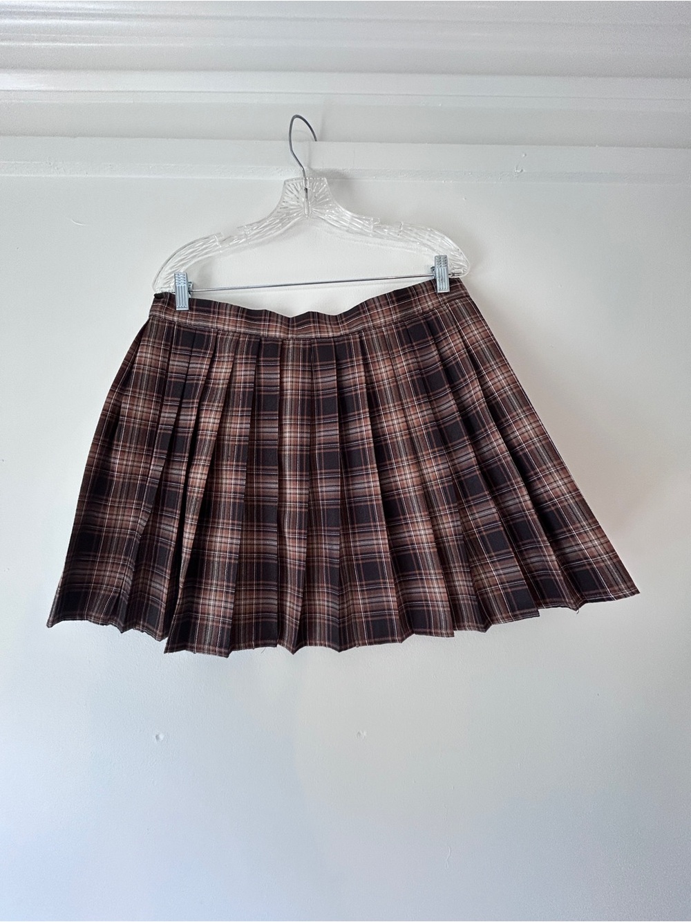 Hug Sunshine Brown Plaid Pleated Mini Skirt 4XL Dark Academia Y2K